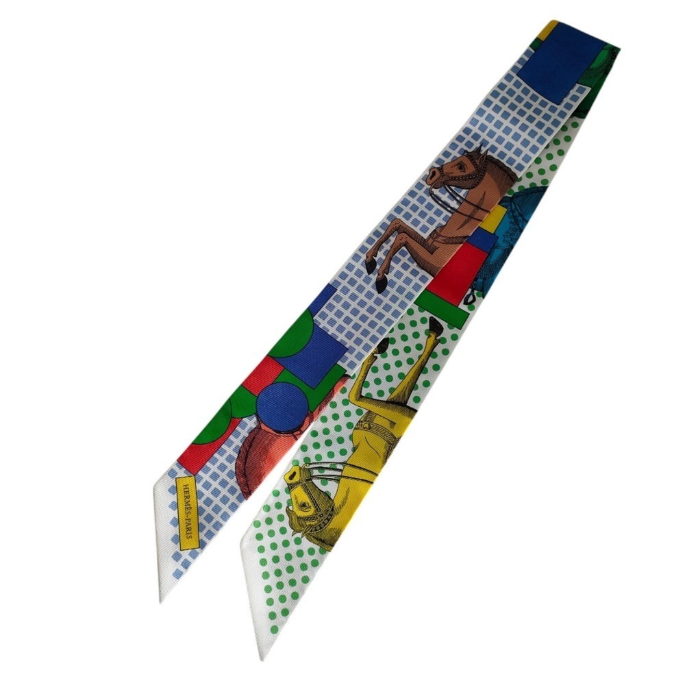 HERMES Cavalier en Formes Twilly Scarf, Multicolor, Women's